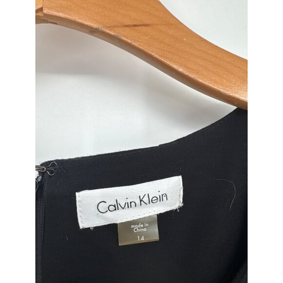 Calvin Klein Black Fit-And-Flare Color-Block Dress size 14 black sleeveless - Picture 3 of 5